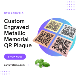 Metallic Memorial QR Plaque – Custom Engraved - Front