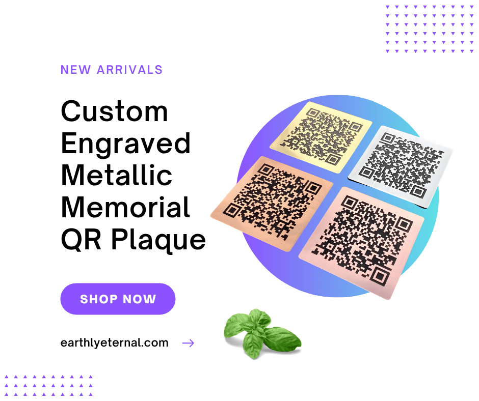 Metallic Memorial QR Plaque – Custom Engraved - Front